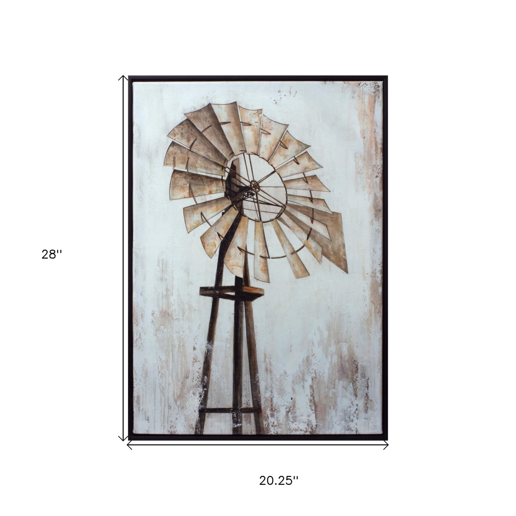 Brown Windmill Framed Wall Decor | 20