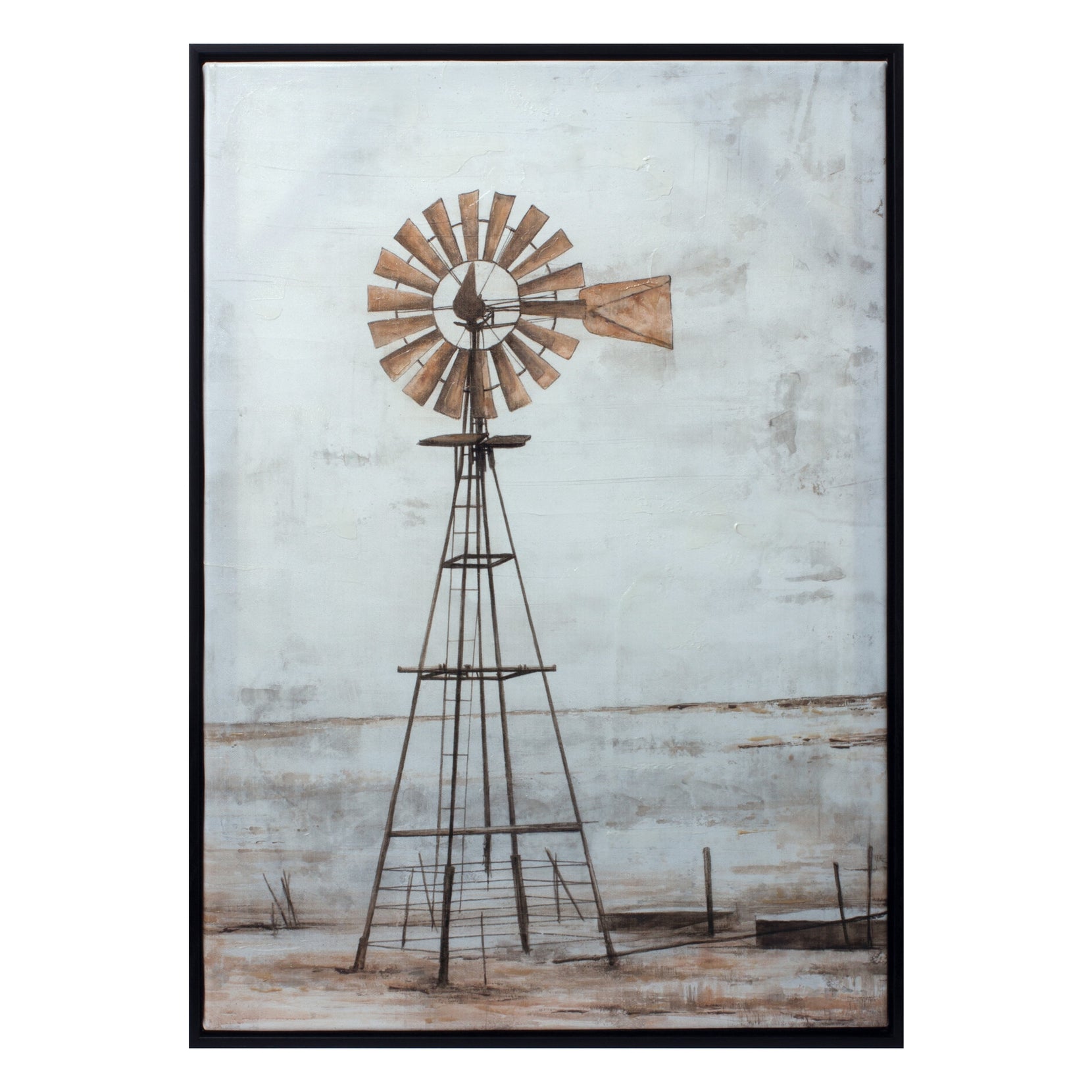 Brown Windmill Scene Framed Wall Decor | 20