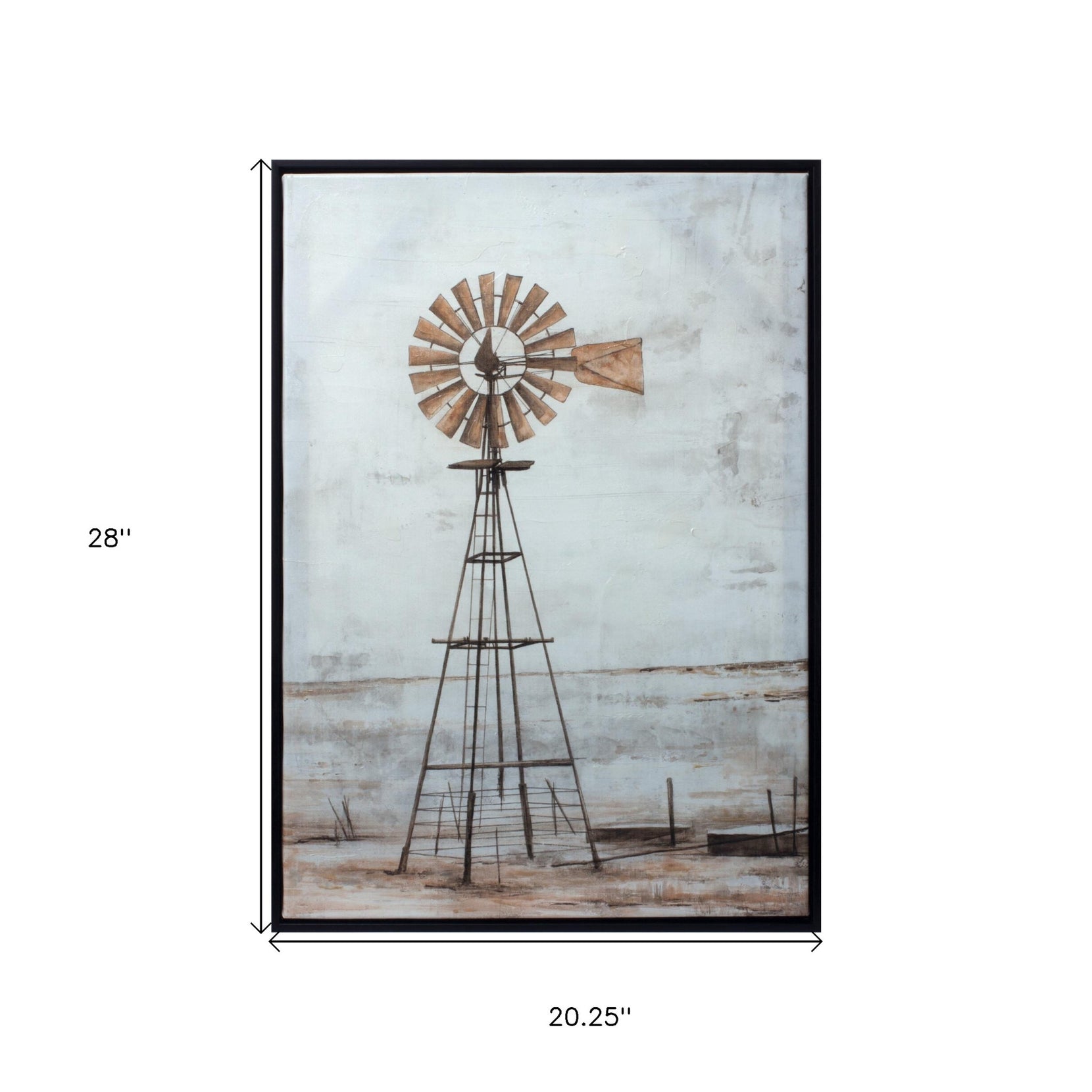 Brown Windmill Scene Framed Wall Decor | 20