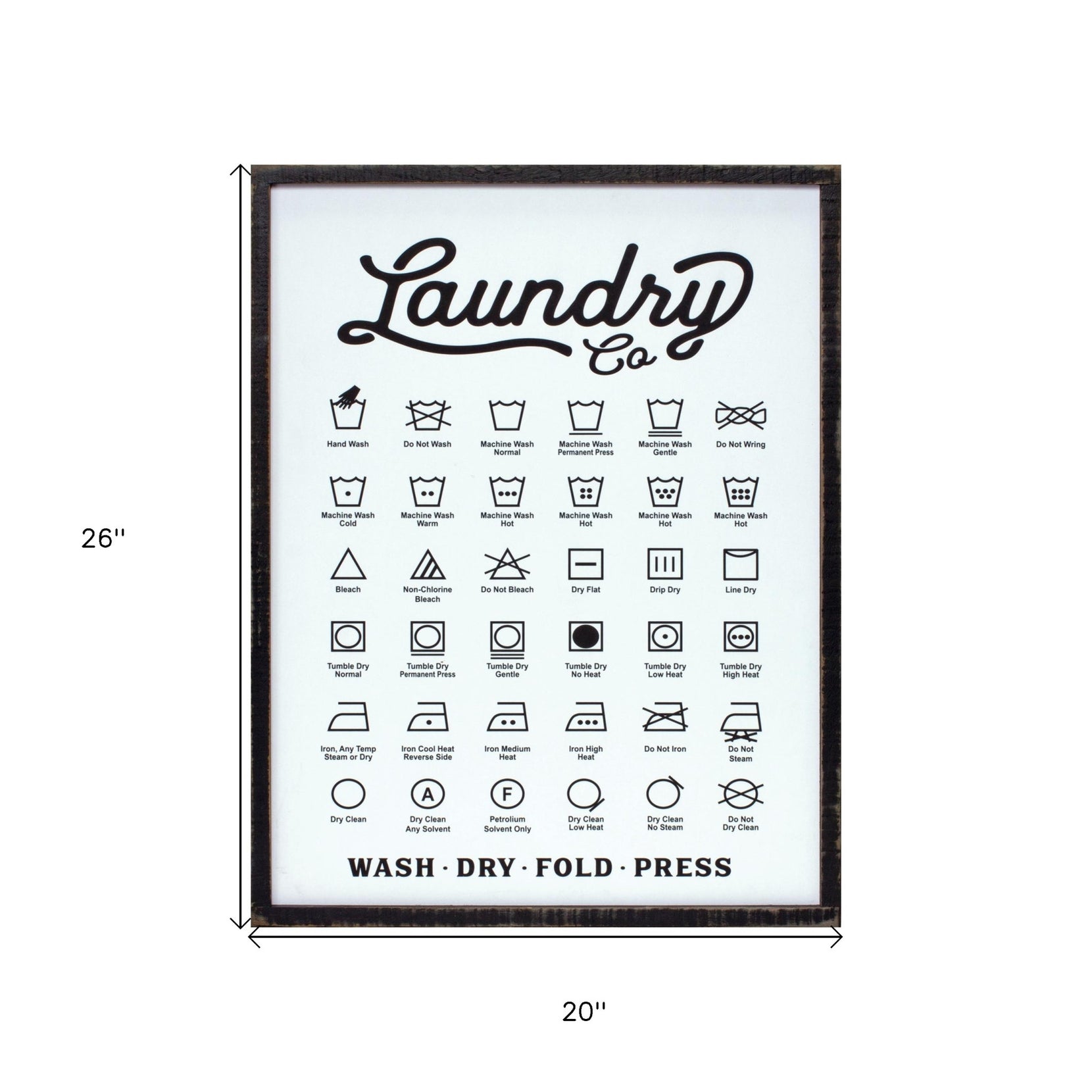 White Solid Wood Laundry Symbols Wall Decor | 20