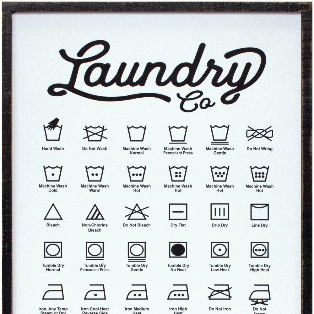 White Solid Wood Laundry Symbols Wall Decor | 20