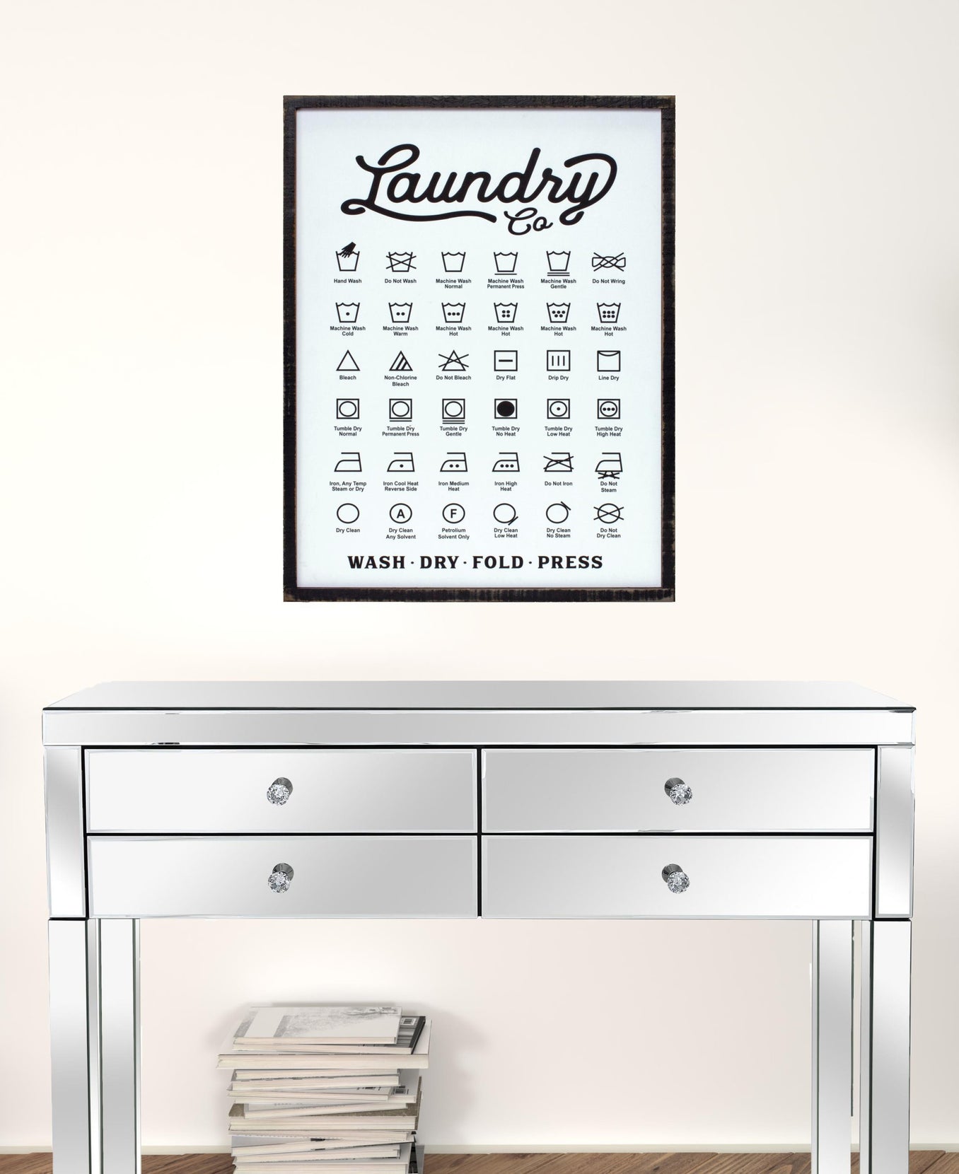 White Solid Wood Laundry Symbols Wall Decor | 20