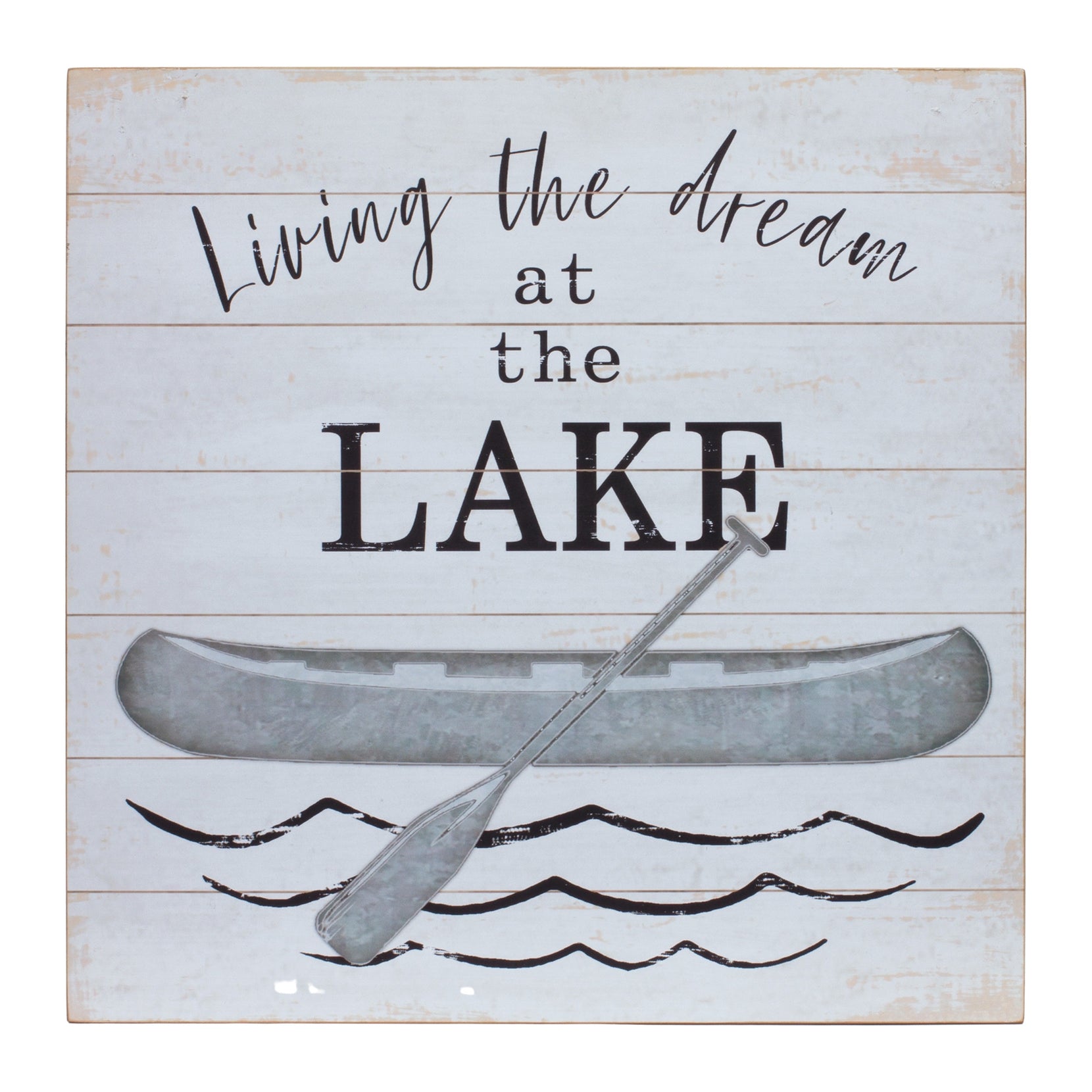 Set Of Two White Solid Wood Lake Wall Decor | Each 16