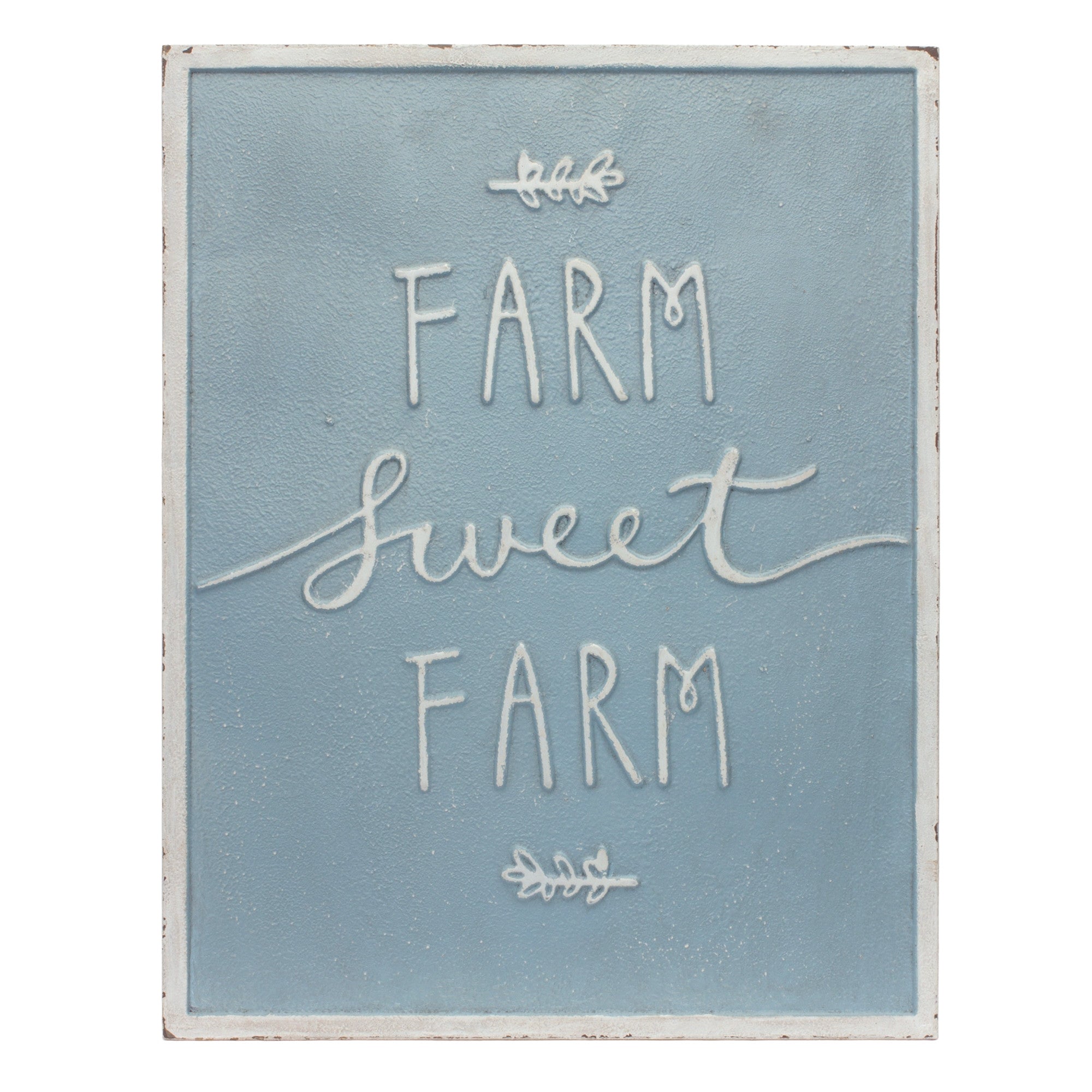 Set Of Two Blue Metal Farm Words Wall Decor | Each 14