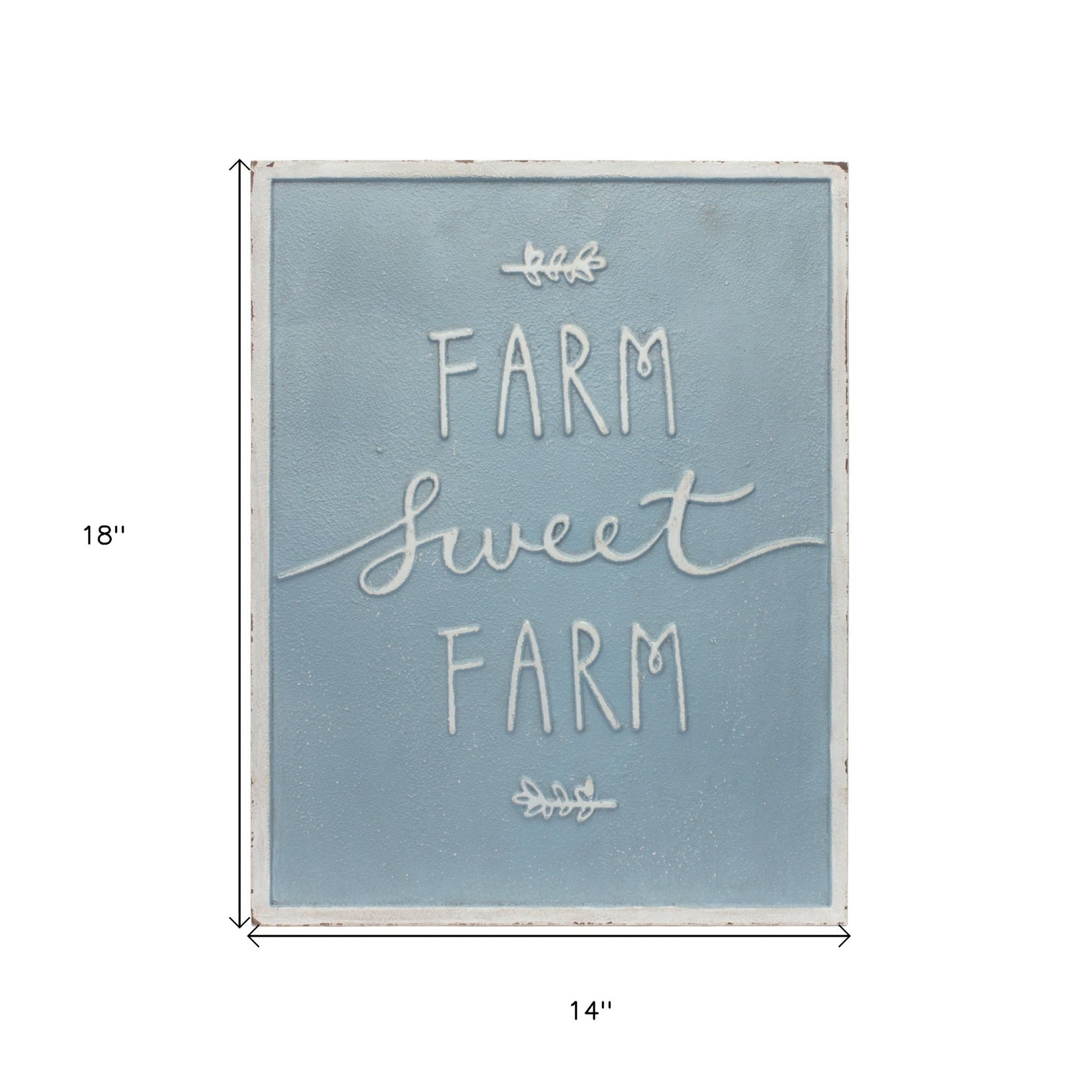 Set Of Two Blue Metal Farm Words Wall Decor | Each 14