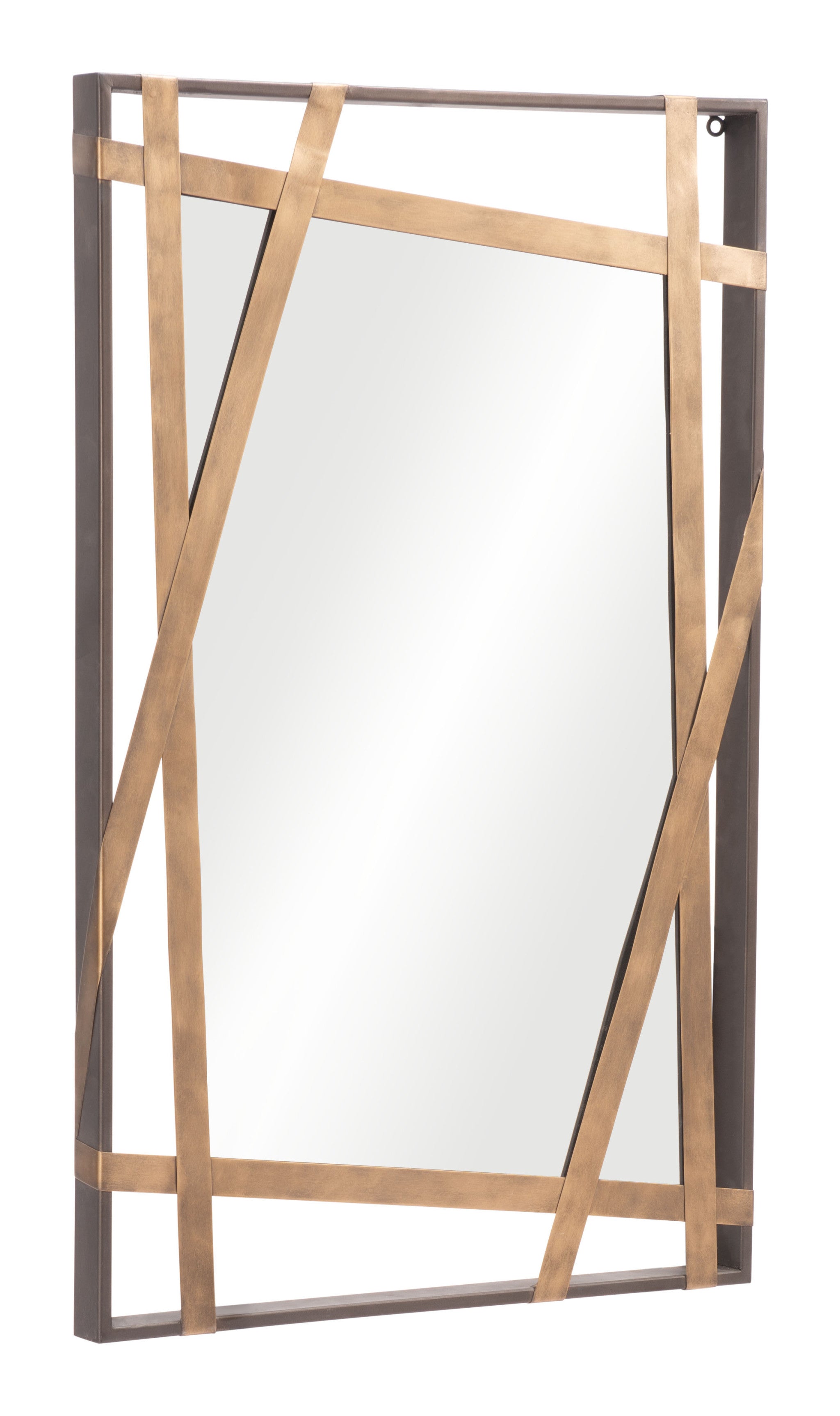 Gold and Black Accent Rectangular Steel Wall Mirror | 20