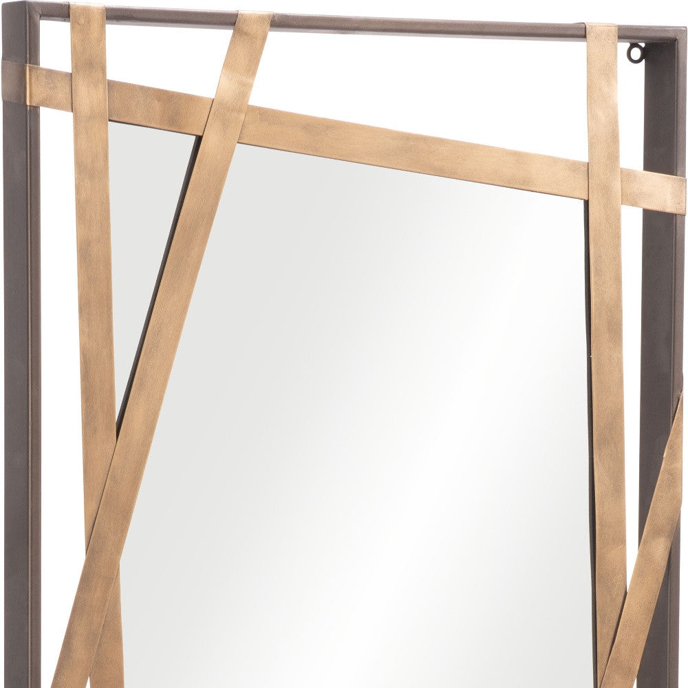 Gold and Black Accent Rectangular Steel Wall Mirror | 20