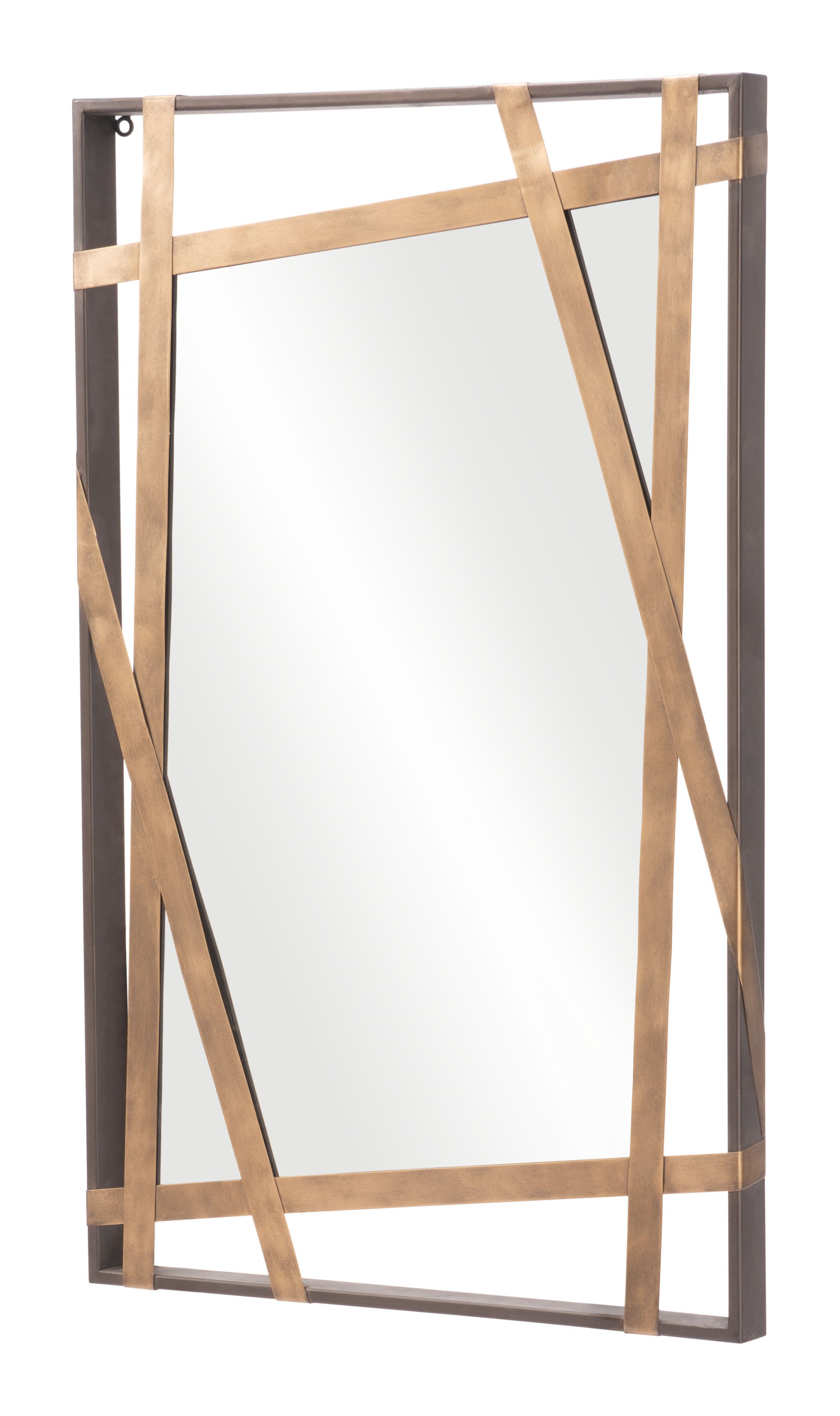 Gold and Black Accent Rectangular Steel Wall Mirror | 20