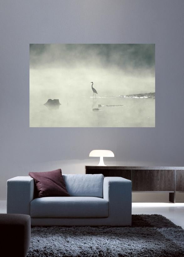 Guernsey Standing Crane in Mist Wall Decal (5 Sizes Available)