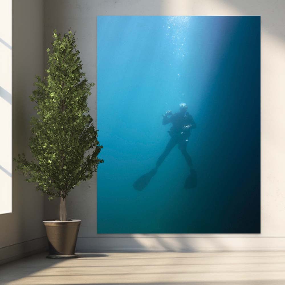 60 inch Going Up Scuba Decal Installed by Artificial Tree