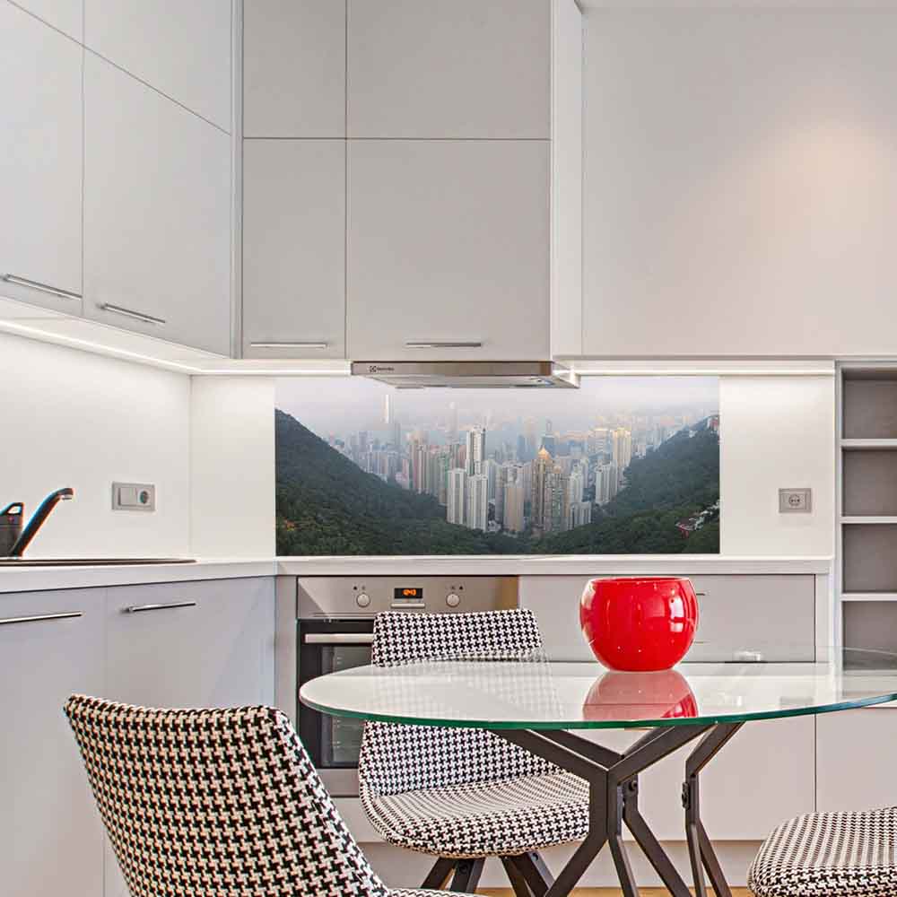 60 inch The Peak of Hong Kong Decal Installed in Kitchen