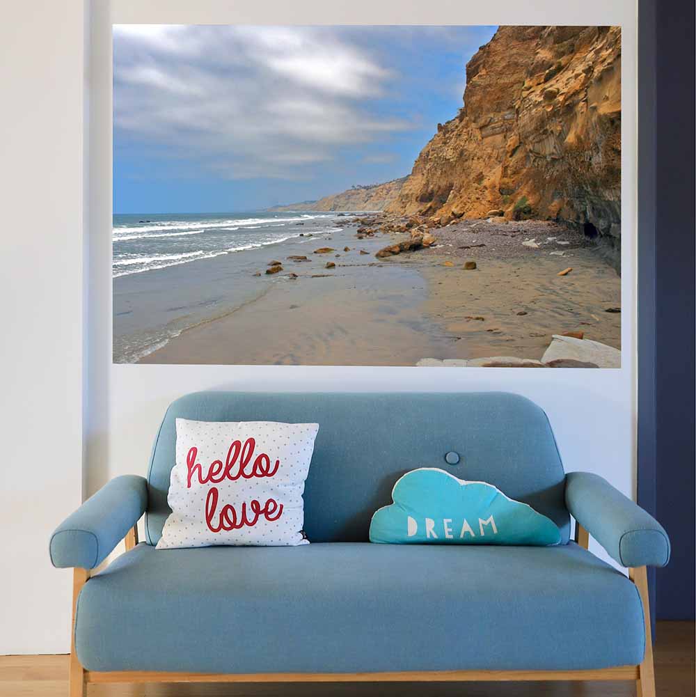 60 inch The Jewel Beach Poster Displayed Above Love Seat