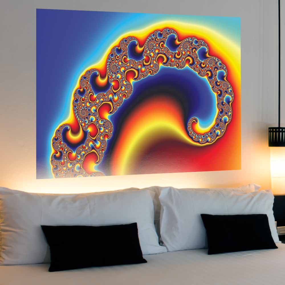 60 inch Dencat Fractal Art Decal Installed Above Headboard