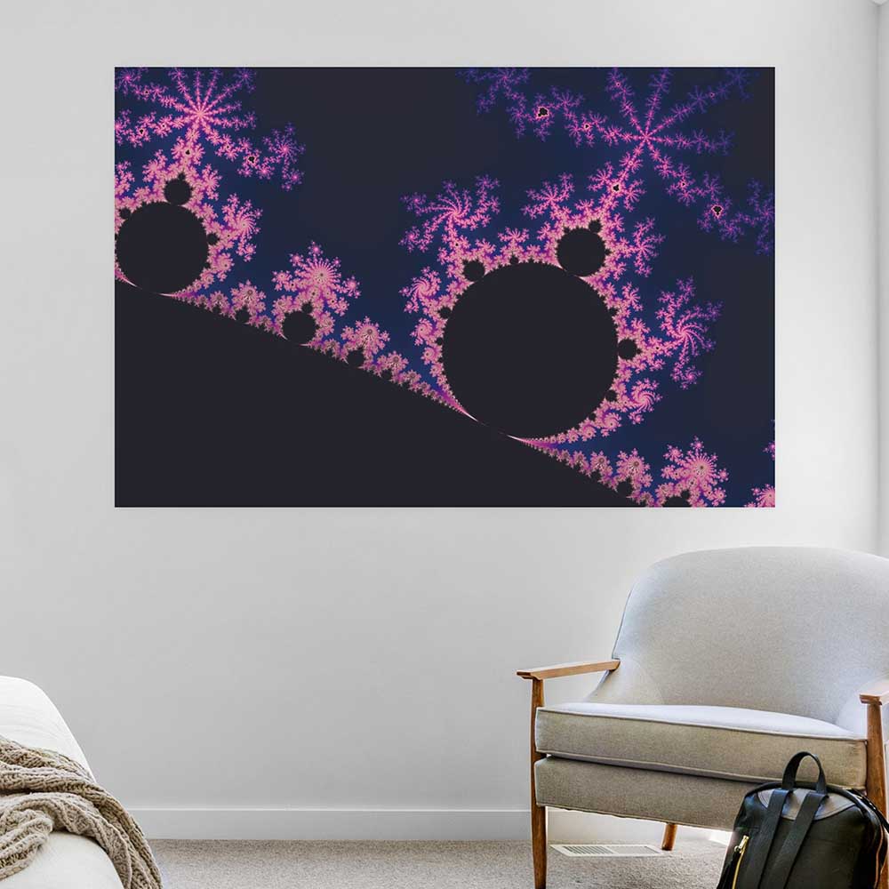 60 inch Electric Blossom Fractal Poster Displayed in Living Room