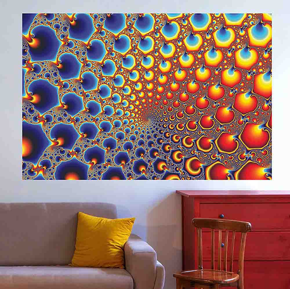 60 inch Hypnotic Portal Fractal Art Poster Displayed in Living Room