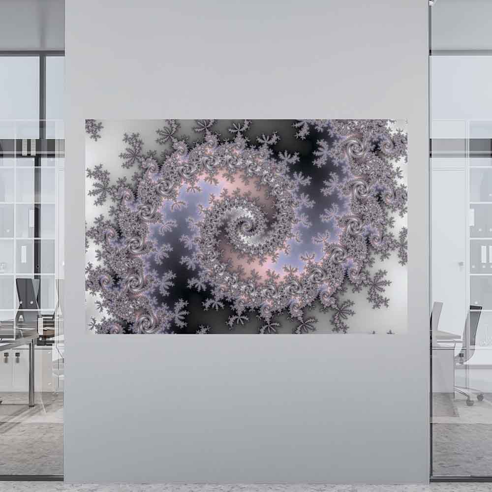 60 inch Ice Swirl Fractal Art Decal Installed in Office