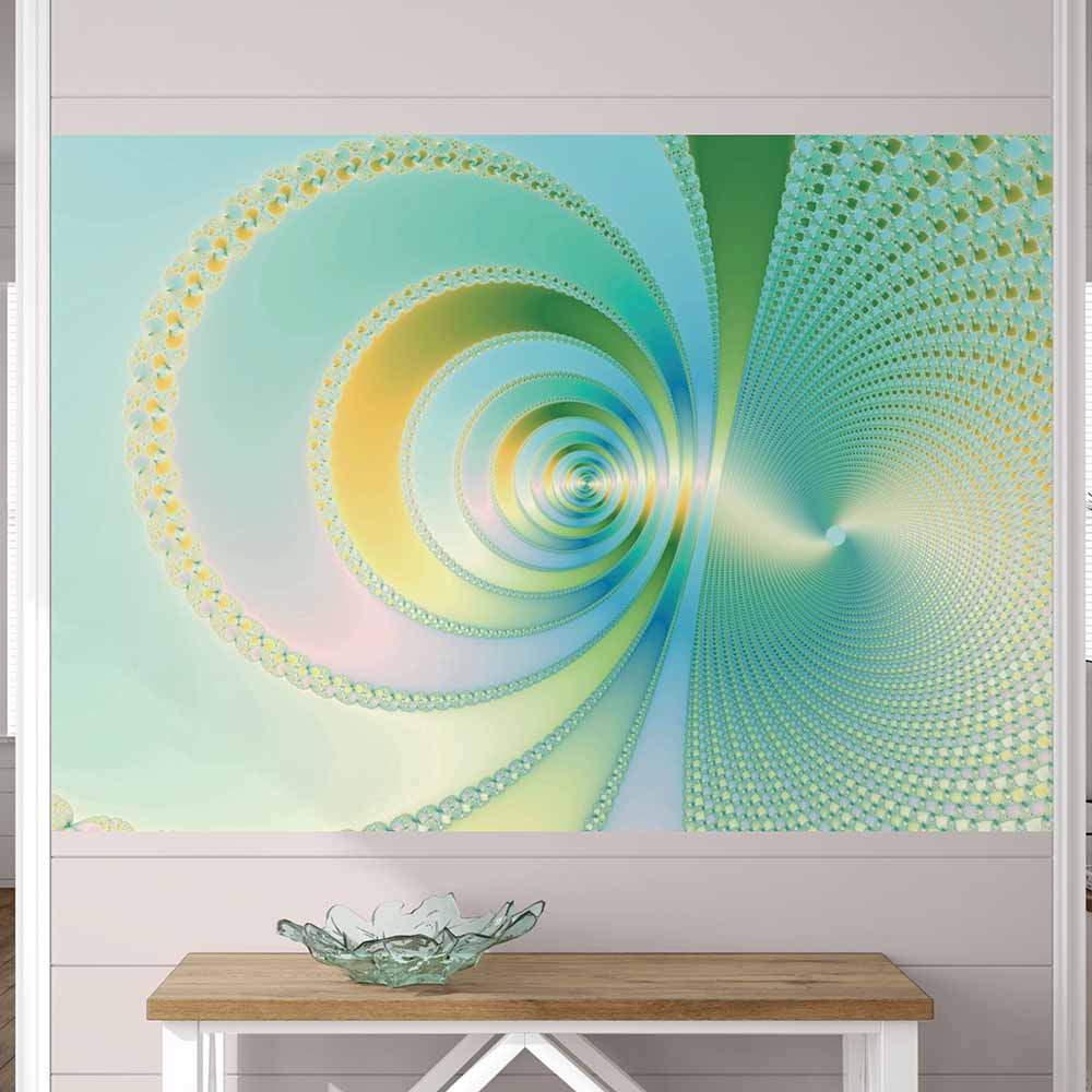 60 inch Monsoon Fractal Poster Displayed Above Console Table