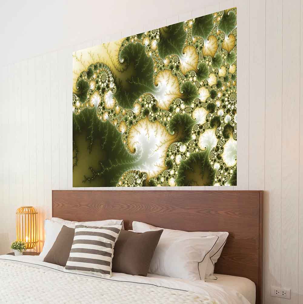 60 inch Polyatomic Art Poster Displayed Above Bed