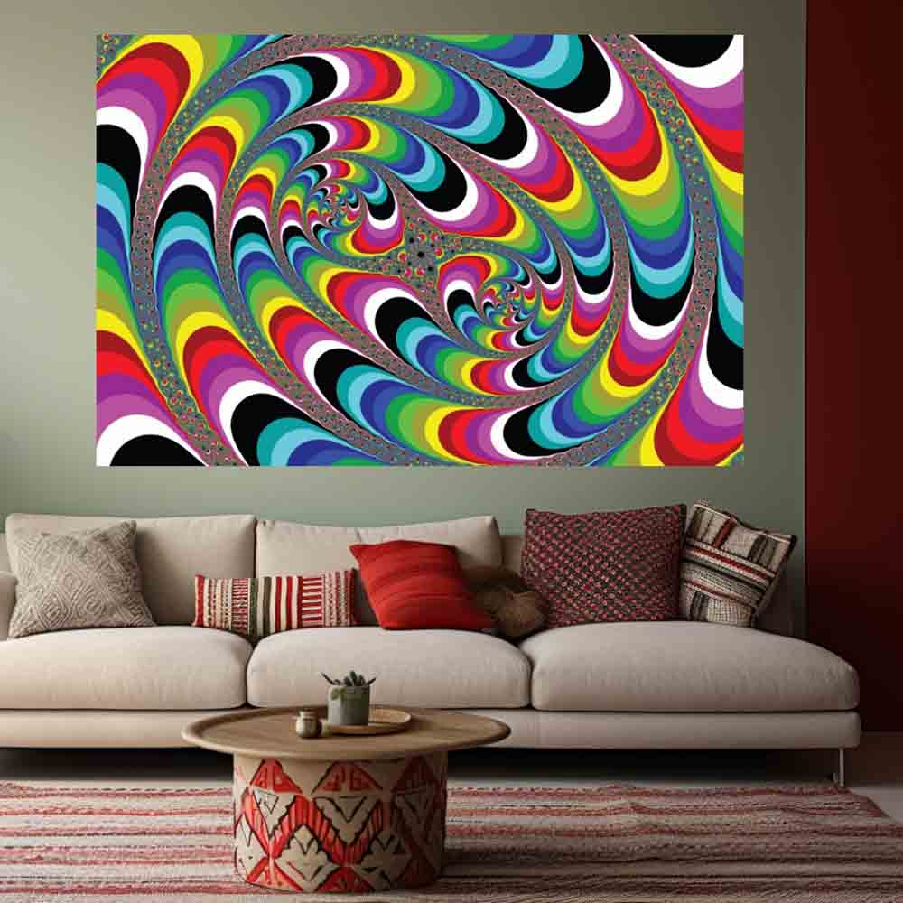 60 inch Psychedelic Art Decal Installed in Living Room