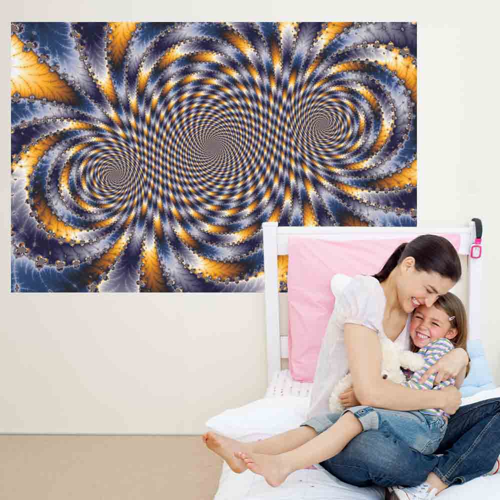 60 inch Blue Swirl Fractal Decal Installed in Girls Room