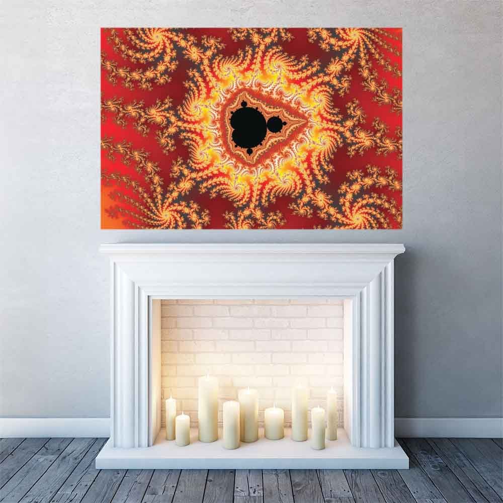 60 inch Throne of Satan Art Decal Installed Above Fireplace