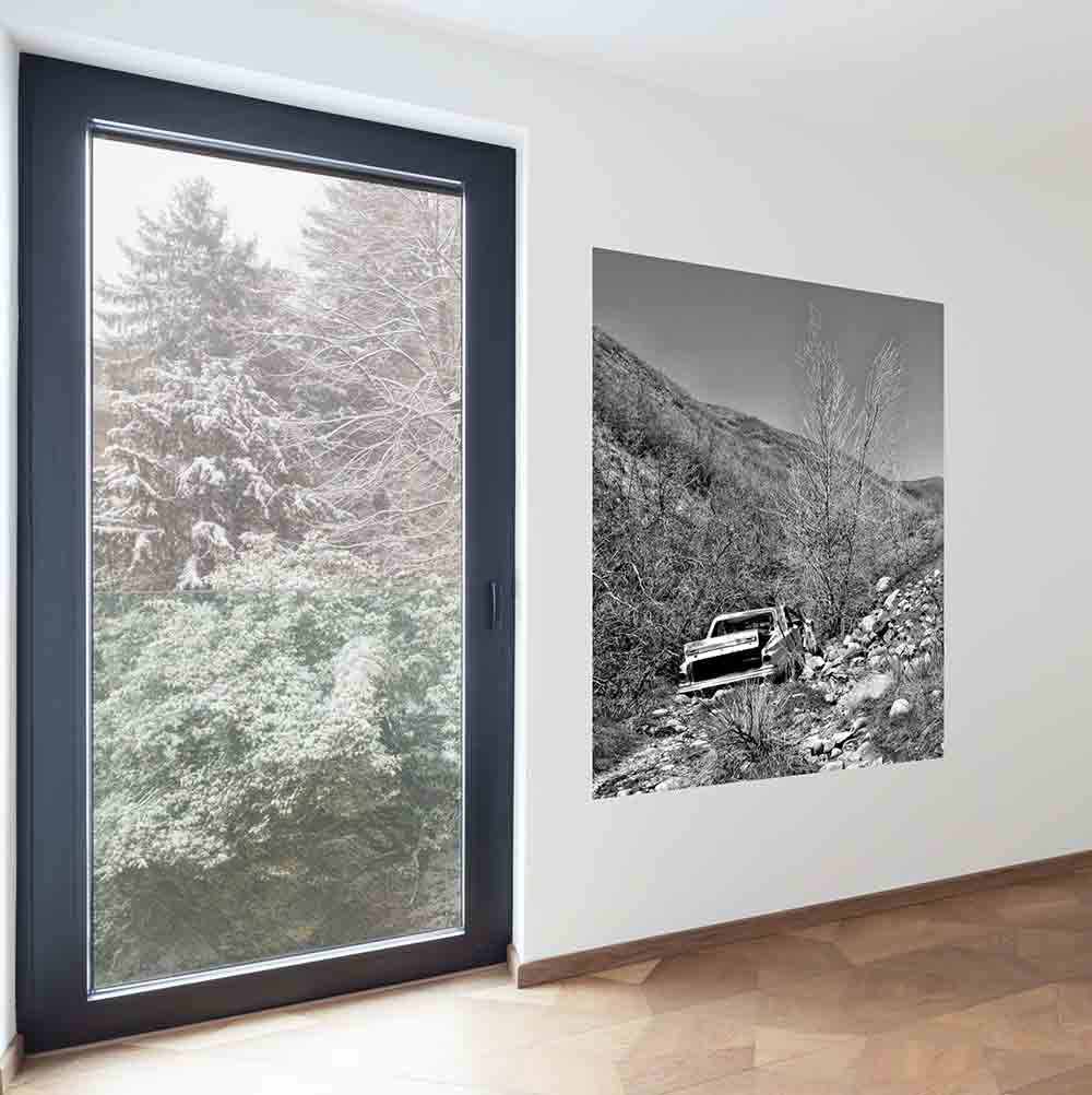 48x60 inch Old Car Poster Displayed by Front Door