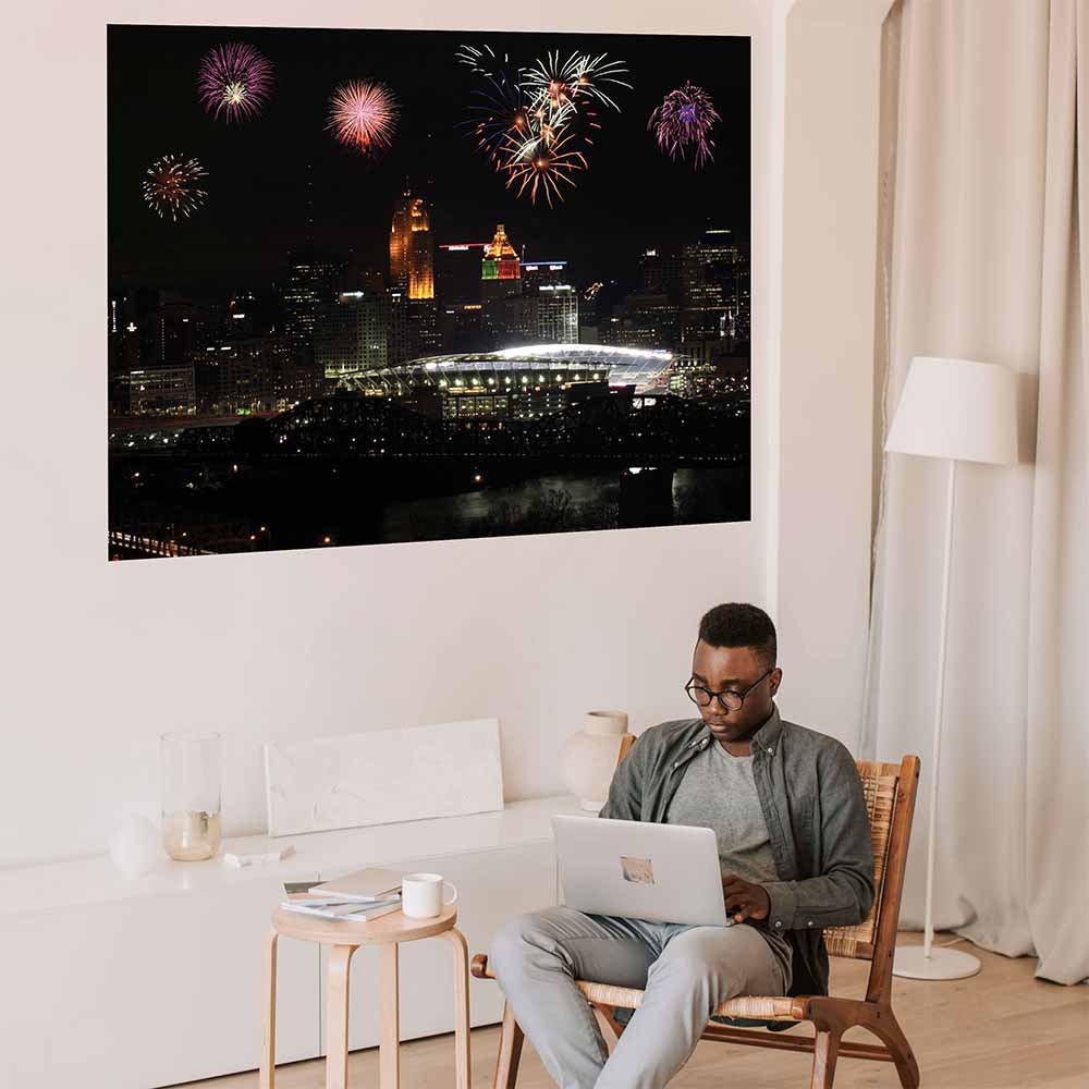 48x60 inch Paul Brown Stadium Fireworks Decal Installed on Wall