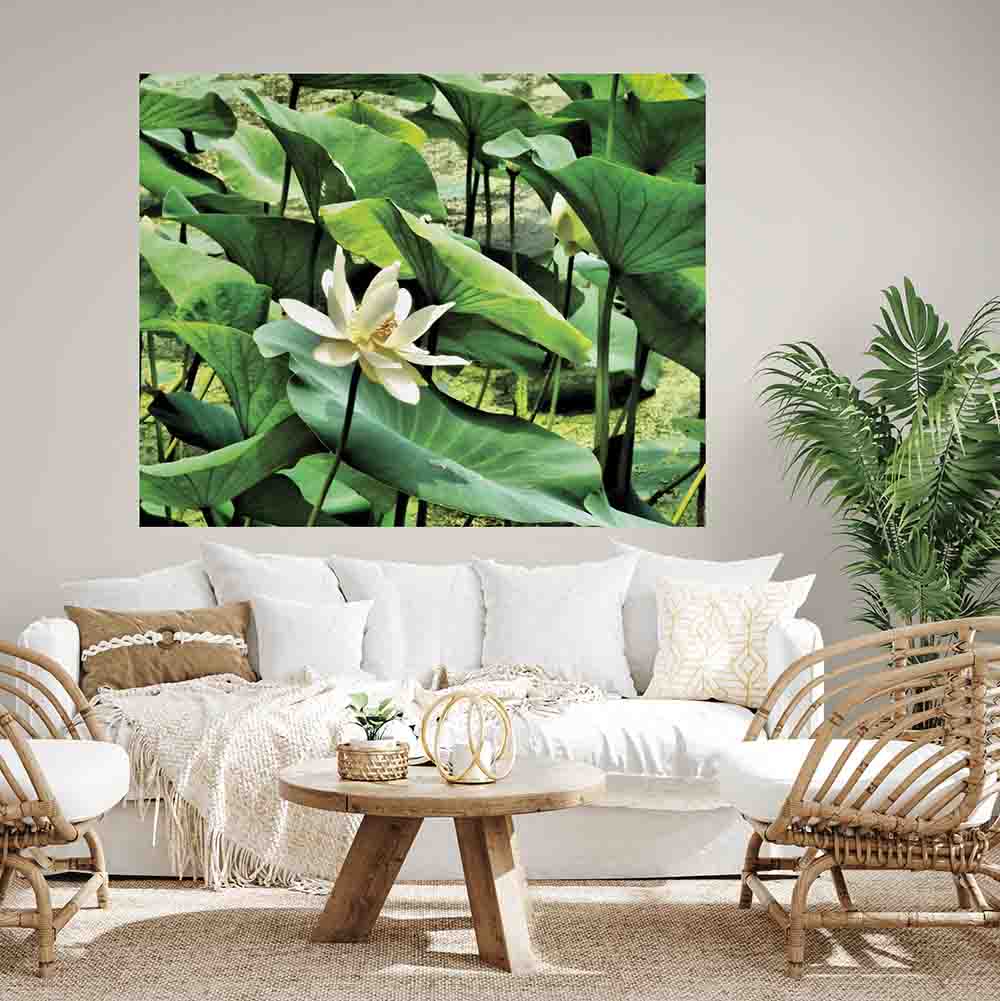48x60 inch Pond Flower Decal Installed in Living Room