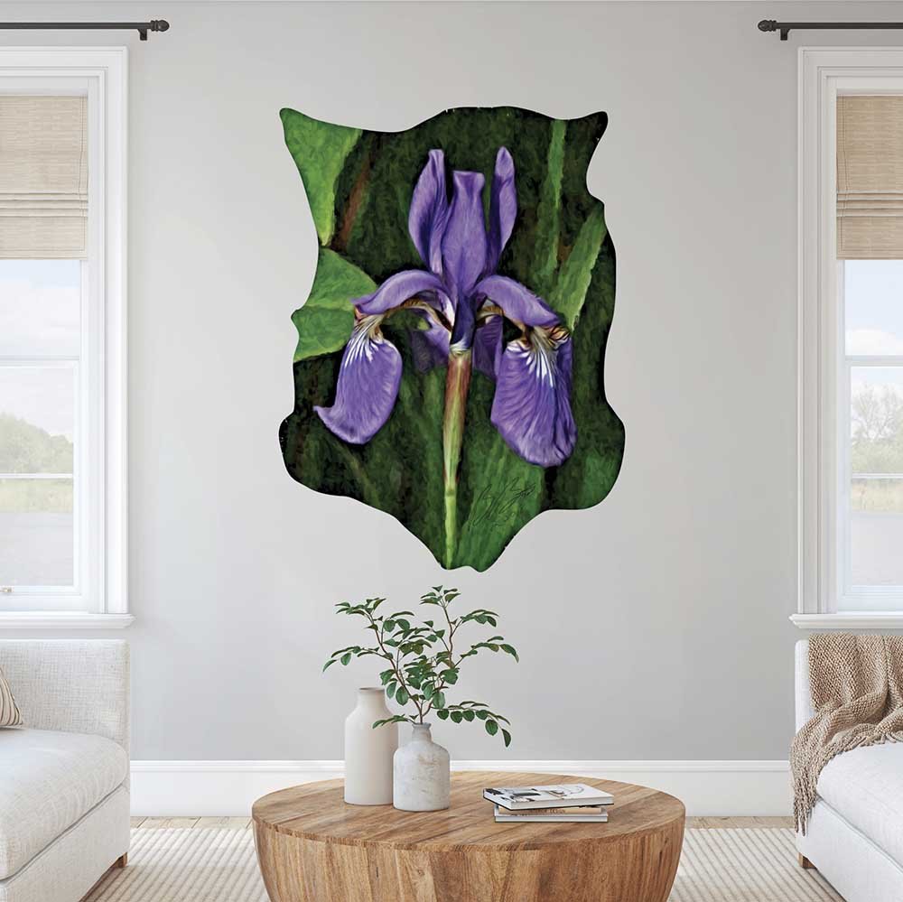 44.5x60 inch Purple Flower Decal Installed Between Windows