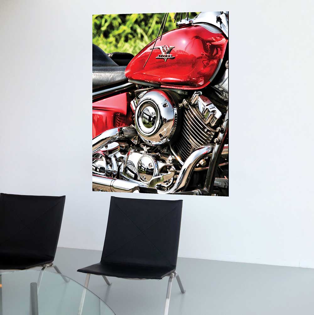 48x60 V Star Motorcycle Decal Installed in Office