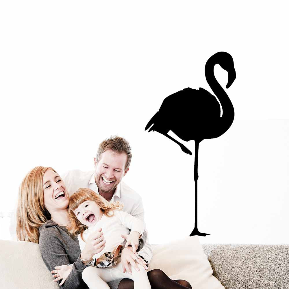 60 inch Black Flamingo Silhouette Wall Decal Installed in Living Room