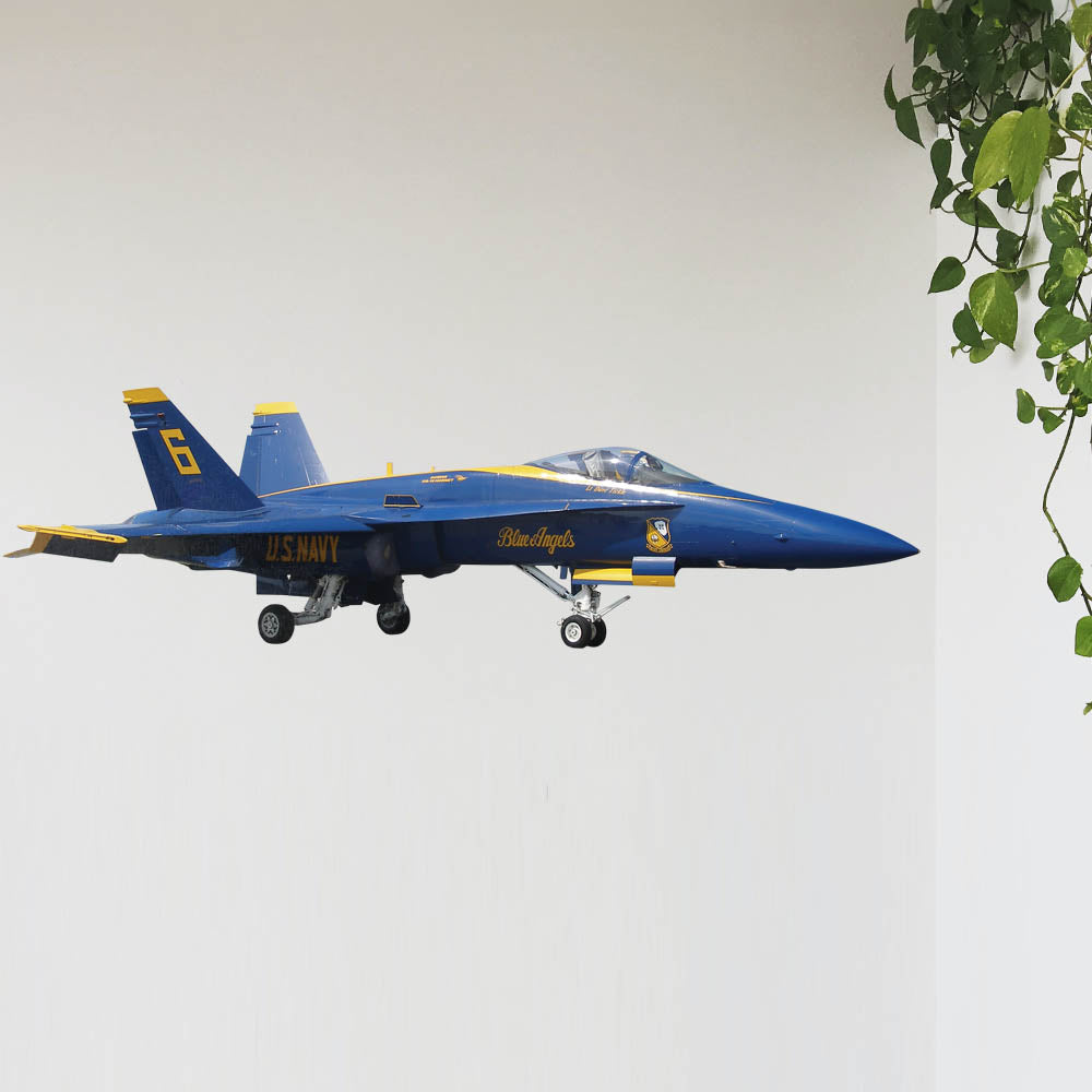 60 inch US Navy Blue Angel F-18 Hornet Wall Decal Installed on Wall