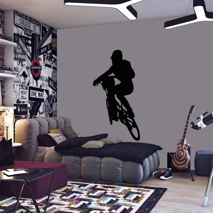 60 inch BMX Silhouette Turndown Wall Decal Installed in Teens Room