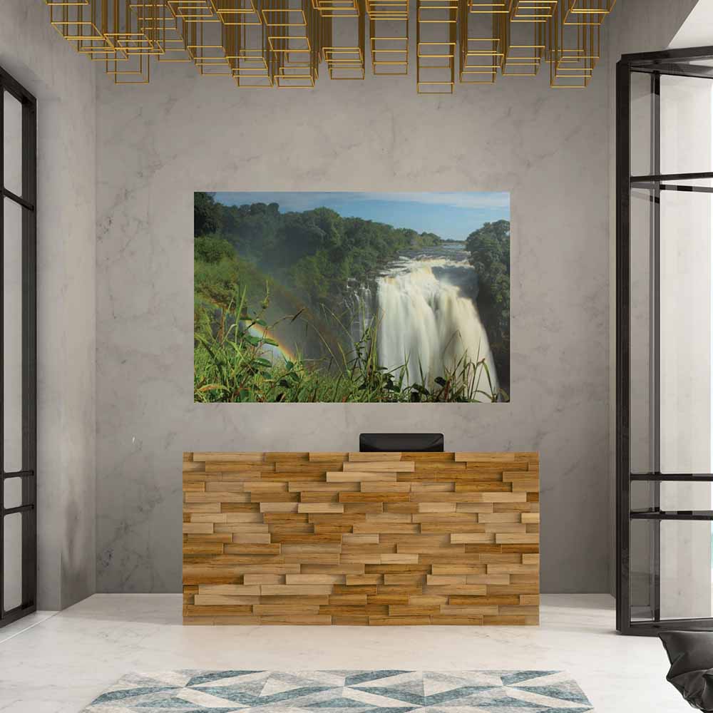 40x60 inch Devil's Cataract Waterfall Poster Displayed in Reception Area