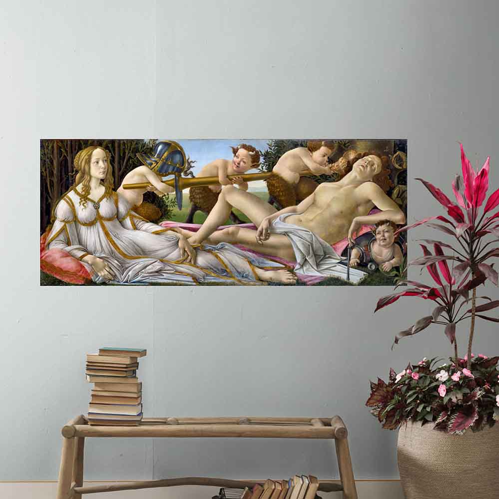 24x60 inch Venus and Mars Poster Displayed Above Bench & Plant