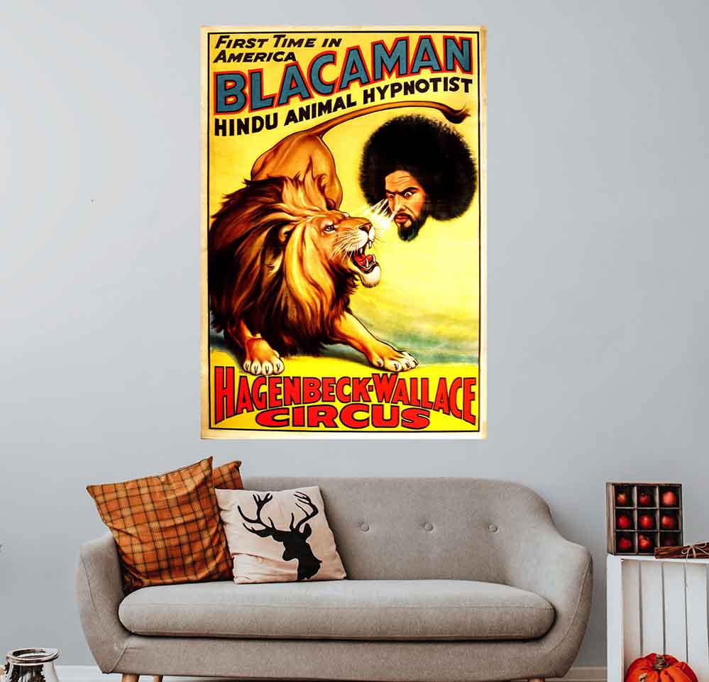 41.5x60 inch Blacaman Poster Displayed Above Love Seat