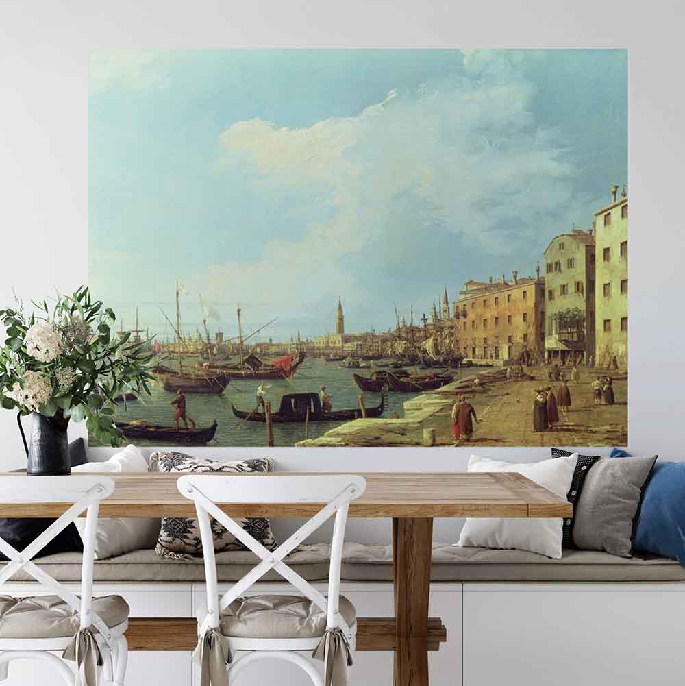 44x60 The Riva Degli Schiavoni Poster Displayed in Dining Room