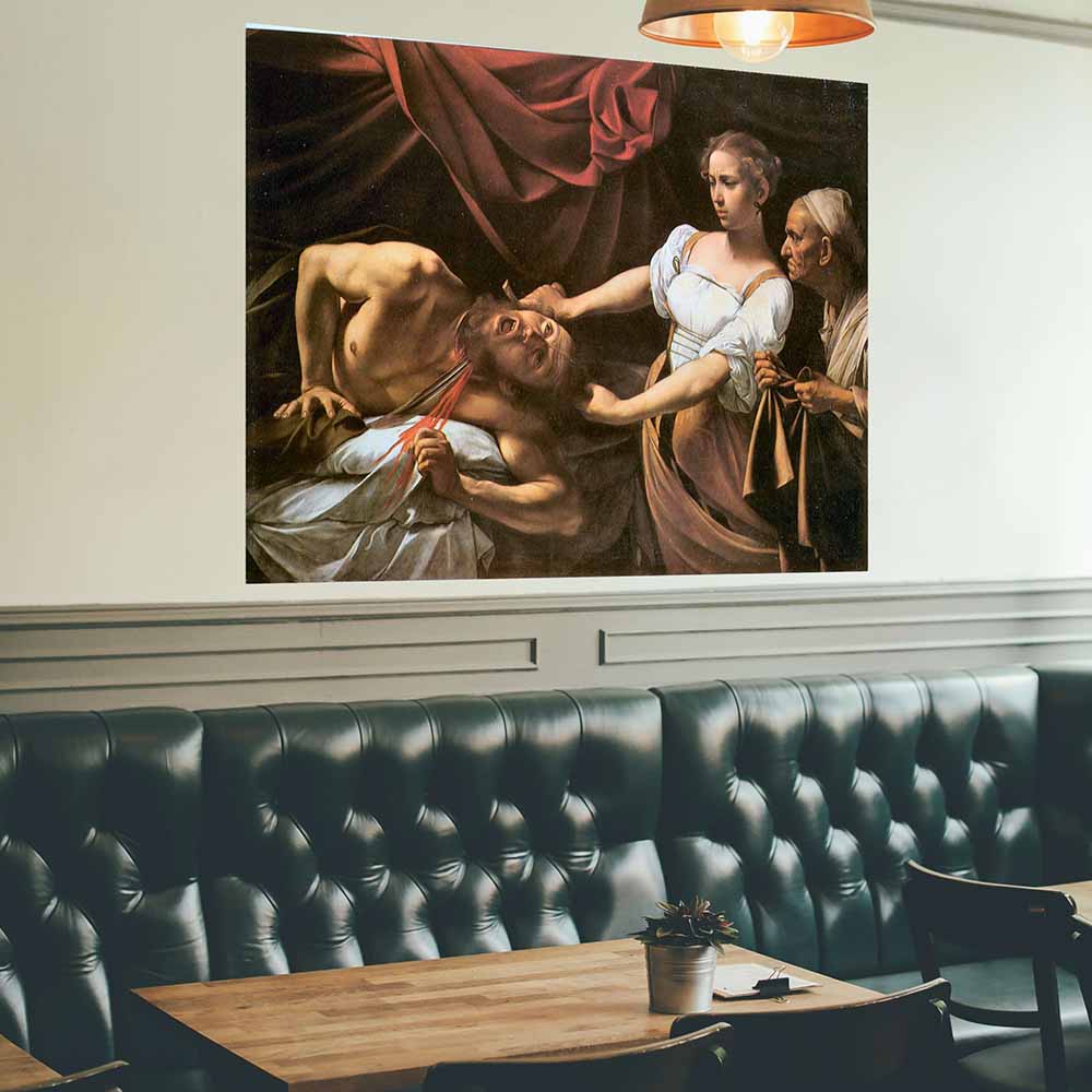 44.5x60 inch Judith and Holofernes Decal Installed in Restaurant