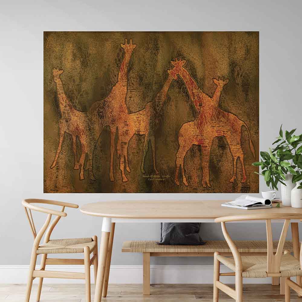 45x60 inch Moods Of Africa Giraffes Poster Displayed Above Table