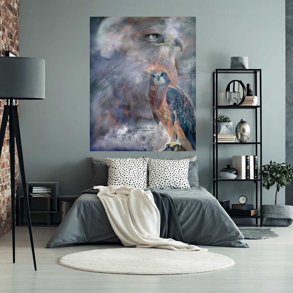 47x60 Spirit of the Hawk Decal Installed Above Bed