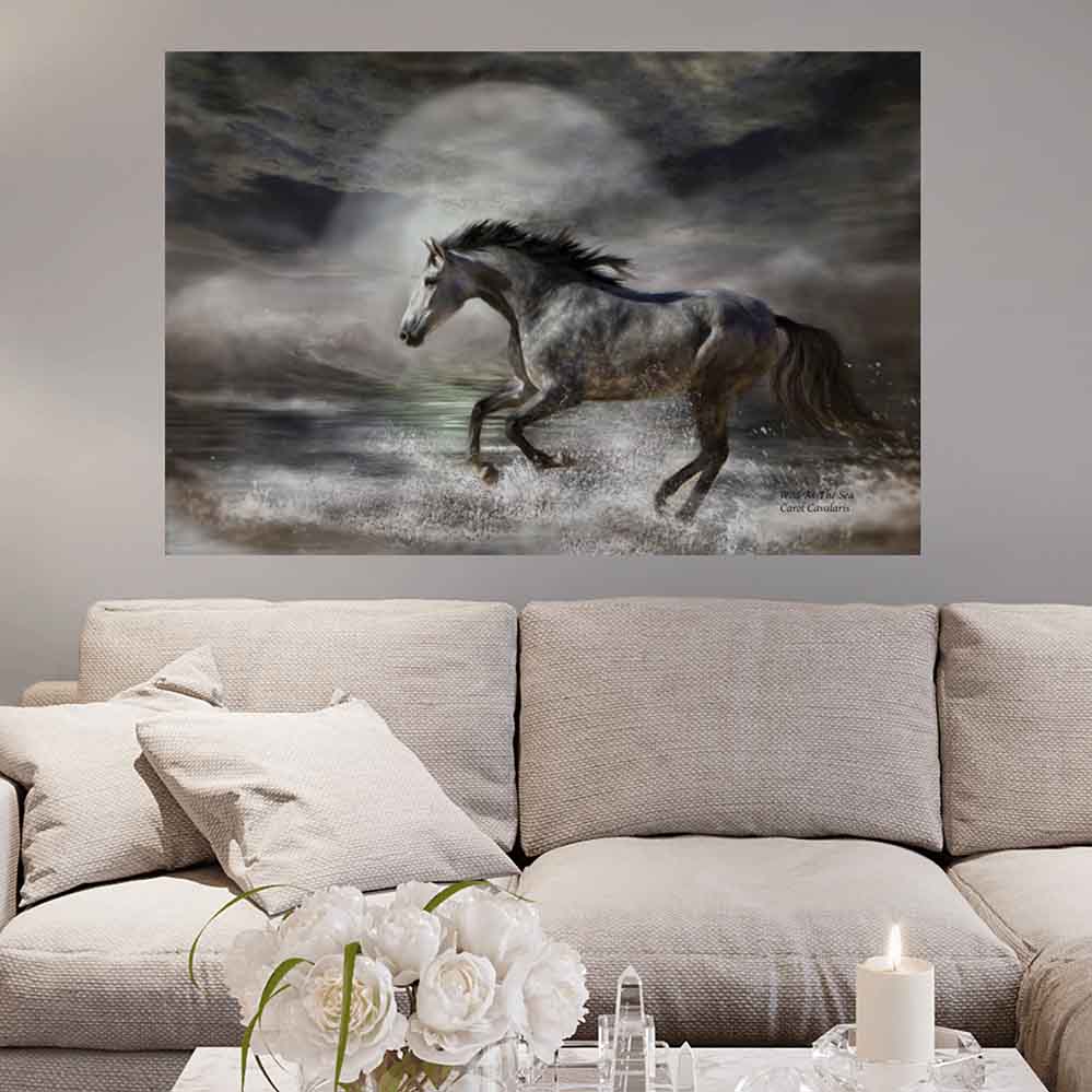 40x60 inch Wild As The Sea Poster Displayed Above Sofa