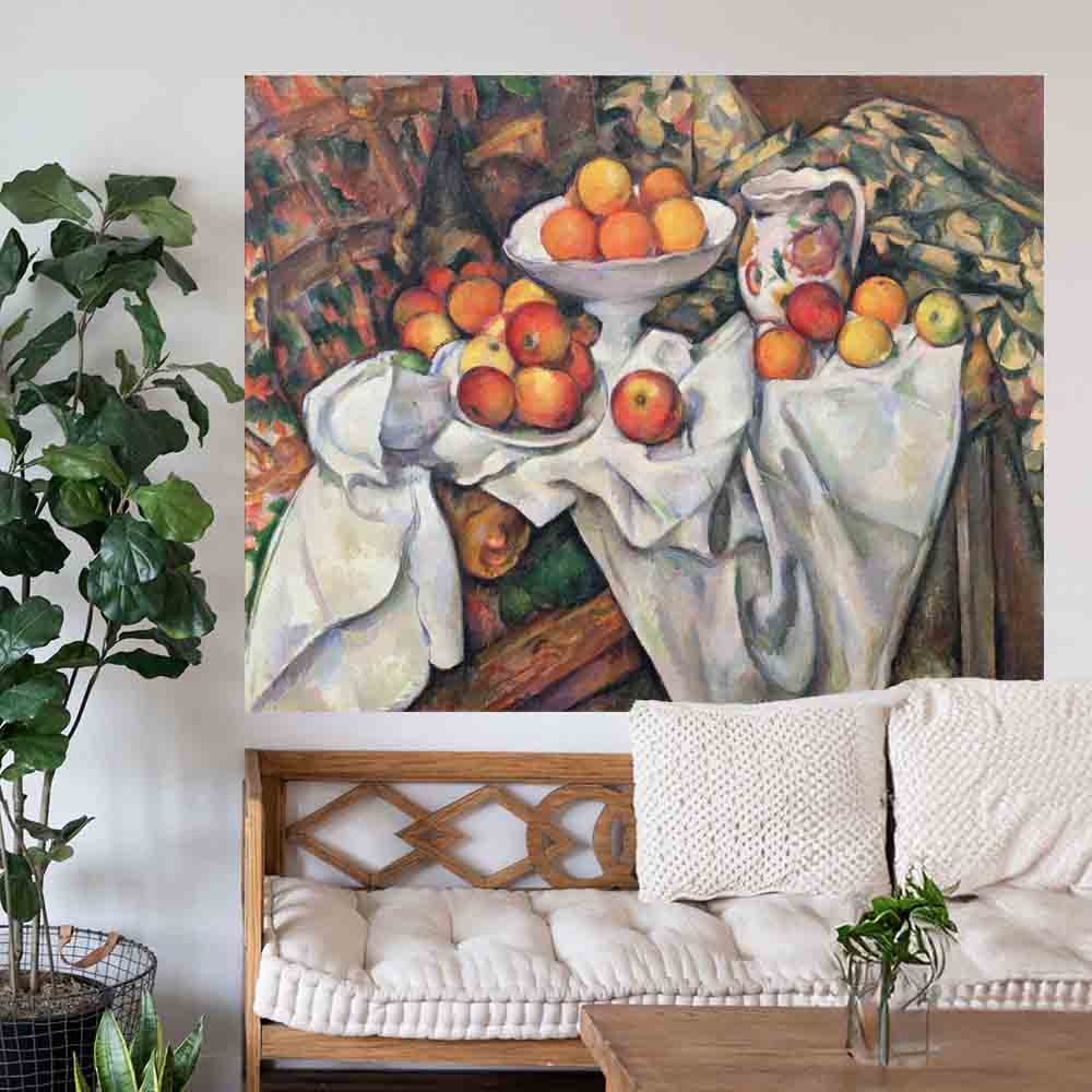 47.5x60 Apples and Oranges Decal Displayed Above Settee