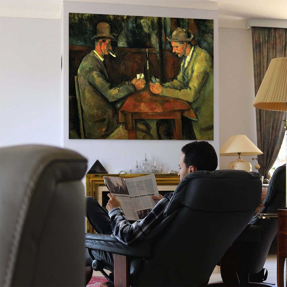 60 inch The Card Players Poster Displayed in Living Room