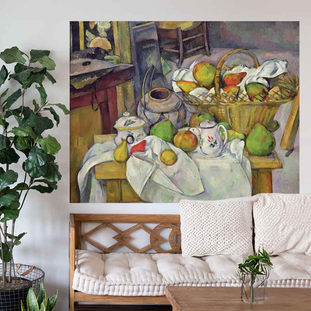 60 inch Still Life with Basket Decal Installed Above Settee