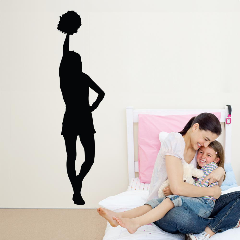 60 inch Cheerleader Silhouette Wall Decal Installed in Girls Room