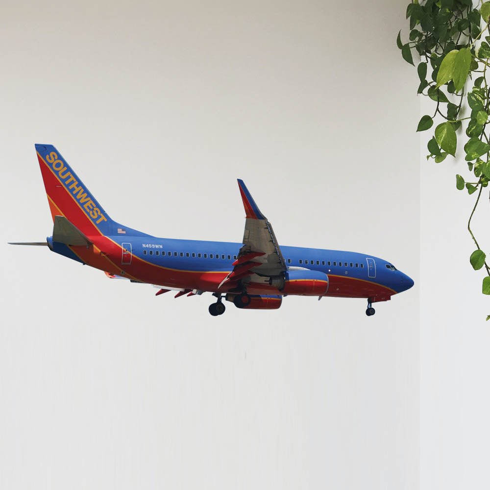 25.5x60 inch Southwest 737 Landing Decal Installed on Wall