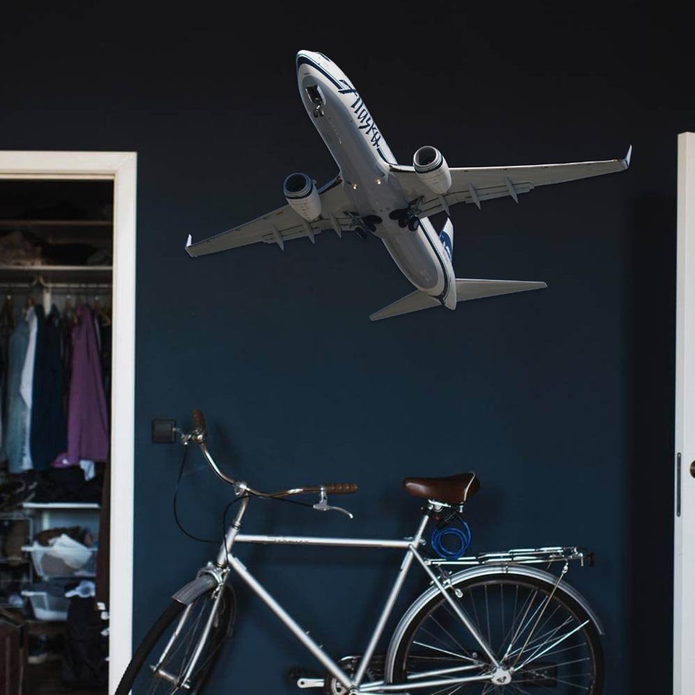 36.5x60 inch Alaska Air 737 Flyover Decal Installed in Foyer