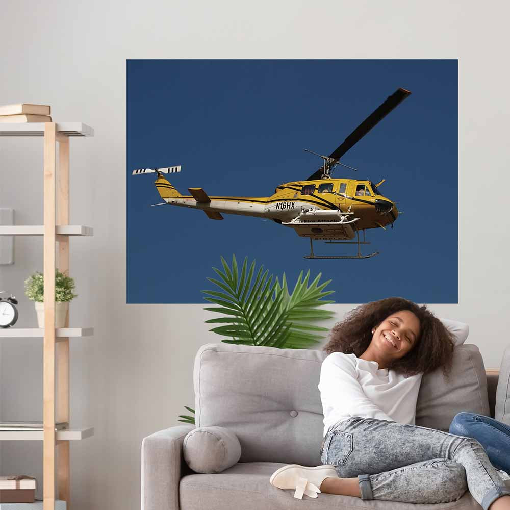 60 inch LAFD Fire Attack Helicopter Poster Displayed Above Sofa