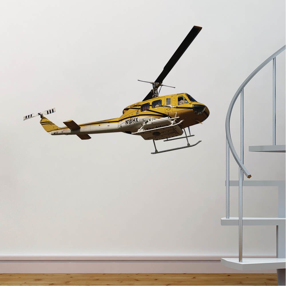 36.5x60 inch Fire Attack Copter Decal Installed Near Stairs