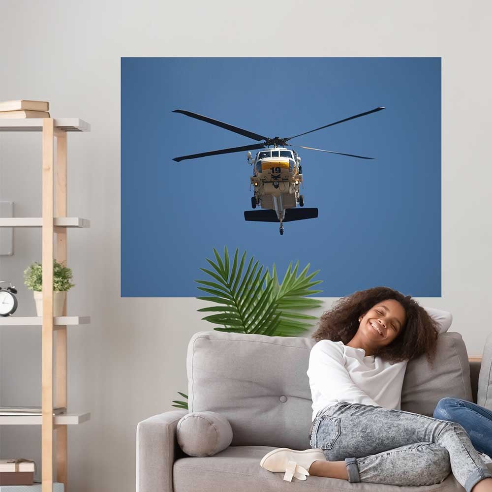 45x60 LAFD Copter 19 Front Decal Installed Above SOfa